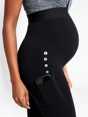 JoJo Maman Bébé Black Seamless Support Workout Maternity Leggings - Image 3 of 5