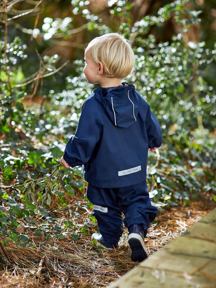 JoJo Maman Bébé Navy Blue Pack-Away Rain Jacket - Image 2 of 6