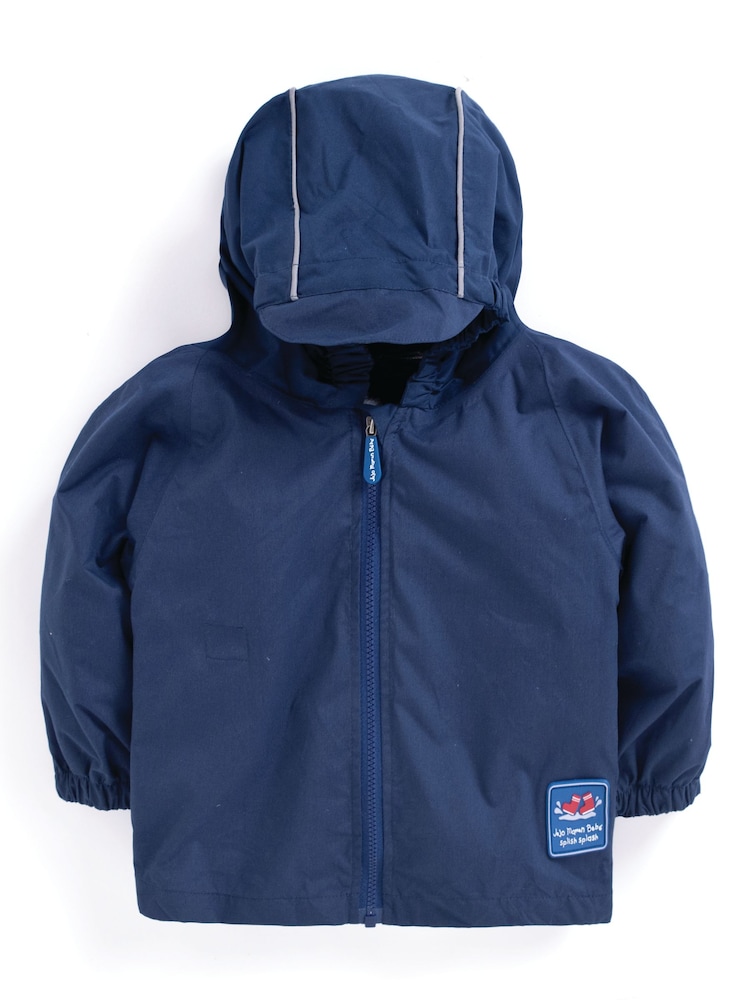 Marineblau/blau - JoJo Maman Bébé Pack Away Rain Jacket - Image 4 of 6