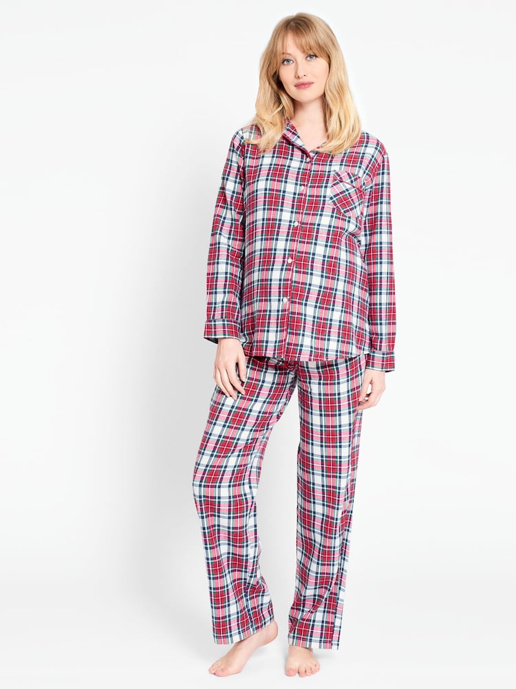 JoJo Maman Bébé Red Tartan Maternity & Nursing Pyjama Set - Image 1 of 5