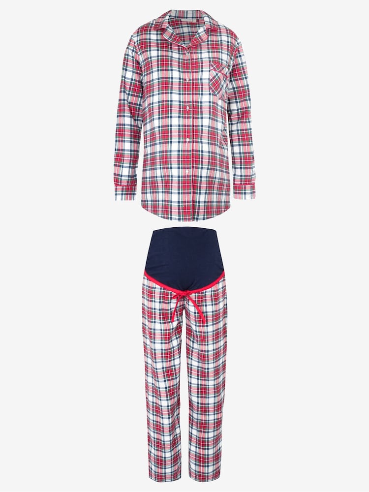 JoJo Maman Bébé Red Tartan Maternity & Nursing Pyjama Set - Image 5 of 5