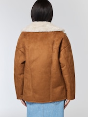 Hellbraun - Jacke in Lammfell-Optik - Bild 4 von 4