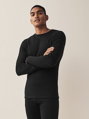 Black Long Sleeve Top Merino Blend Thermal Long Sleeve Top - Image 1 of 9