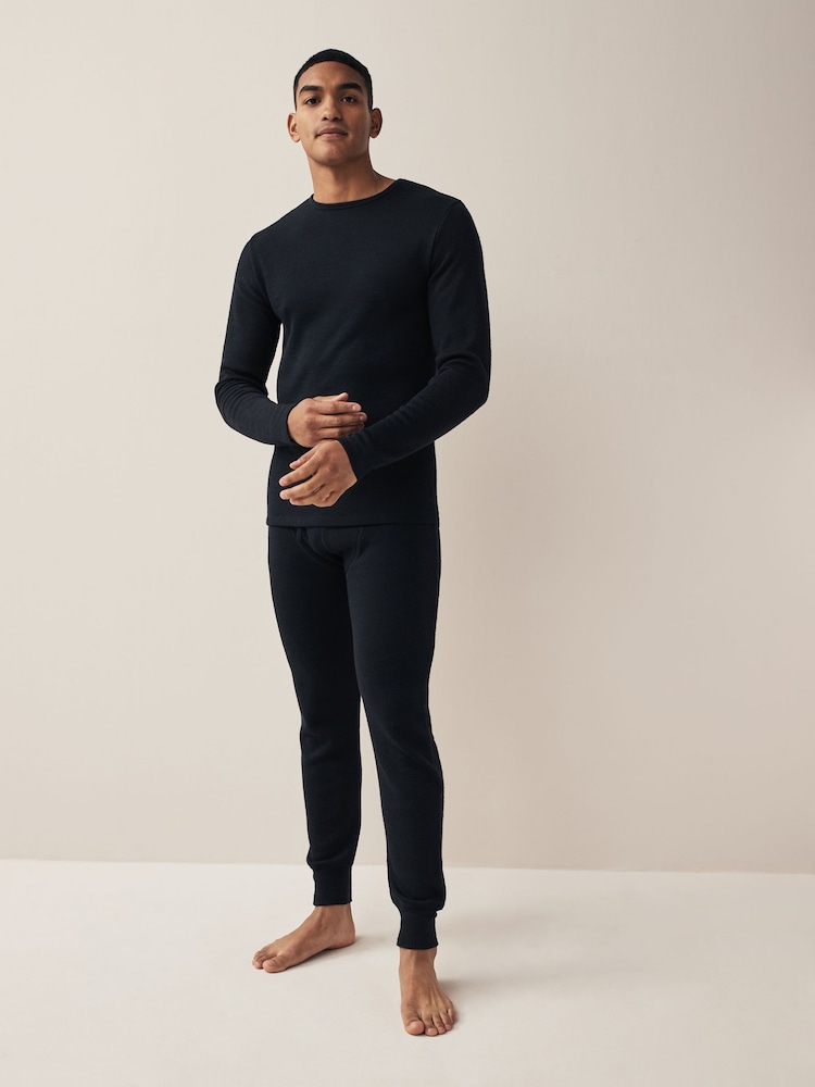 Black Long Sleeve Top Merino Blend Thermal Long Sleeve Top - Image 2 of 9