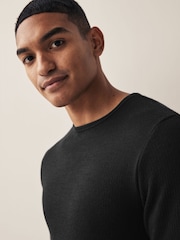 Black Long Sleeve Top Merino Blend Thermal Long Sleeve Top - Image 5 of 9