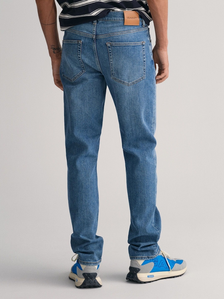 GANT Mid Blue Worn In Slim Fit Jeans - Image 2 of 5