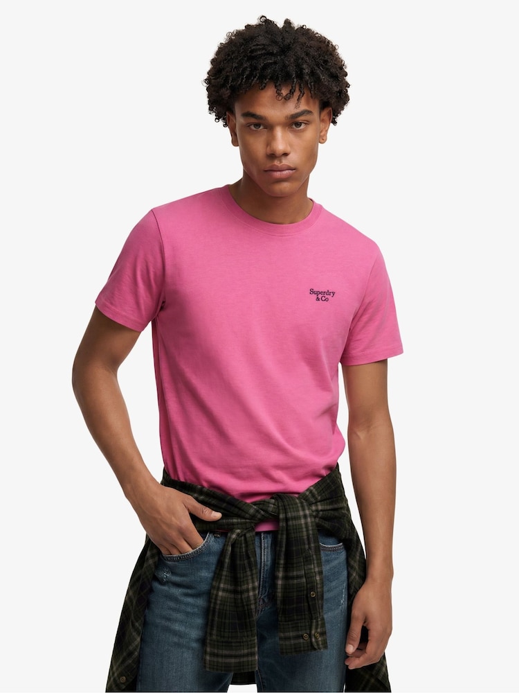 Rosa - Camiseta básica con logotipo Serif bordado de Superdry - Imagen 2 de 6