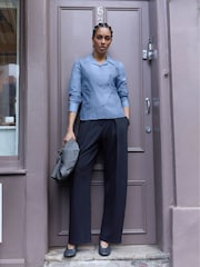 Baukjen Black Dina Pleated Wide-Leg Ponte Trousers - Image 1 of 6