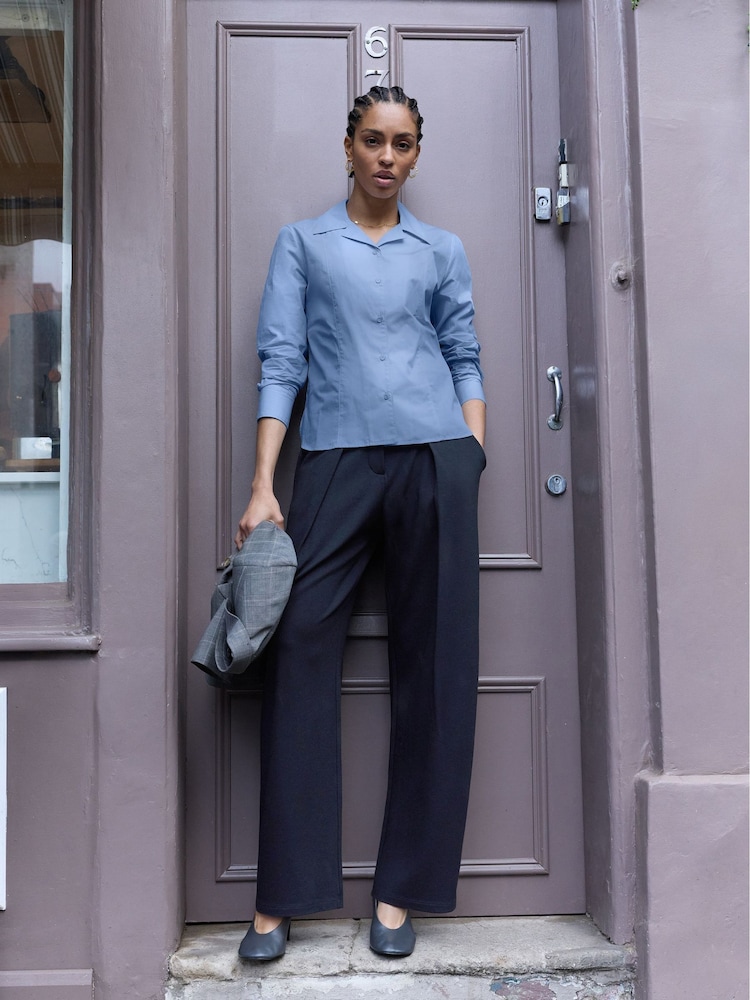 Baukjen Black Dina Pleated Wide-Leg Ponte Trousers - Image 1 of 6 Baukjen Black Dina Pleated Wide-Leg Ponte Trousers - Image 1 of 6