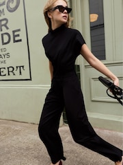 Baukjen Black Dina Pleated Wide-Leg Ponte Trousers - Image 5 of 6