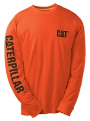 CAT Orange Trademark Banner Long Sleeve 100% Cotton T-Shirt - Image 1 of 1