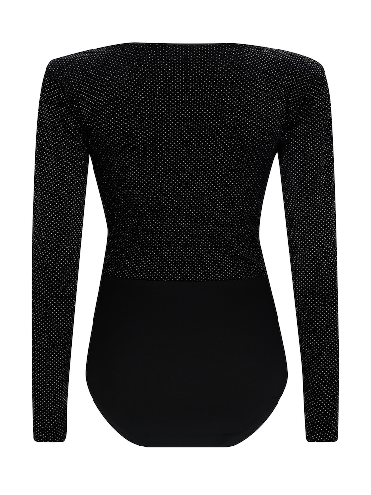Pour Moi Black Britney Glitter Stretch Velvet Body - Image 3 of 3