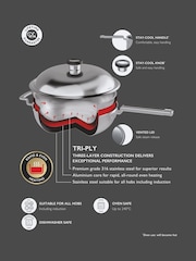 Robert Welch Stainless Steel 316 Series Cookware Wok with Lid 28cm - Image 4 of 4