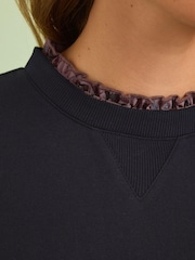Navy Blue Paisley Print Layered Sweatshirt Long Sleeve Dress - Image 5 of 7