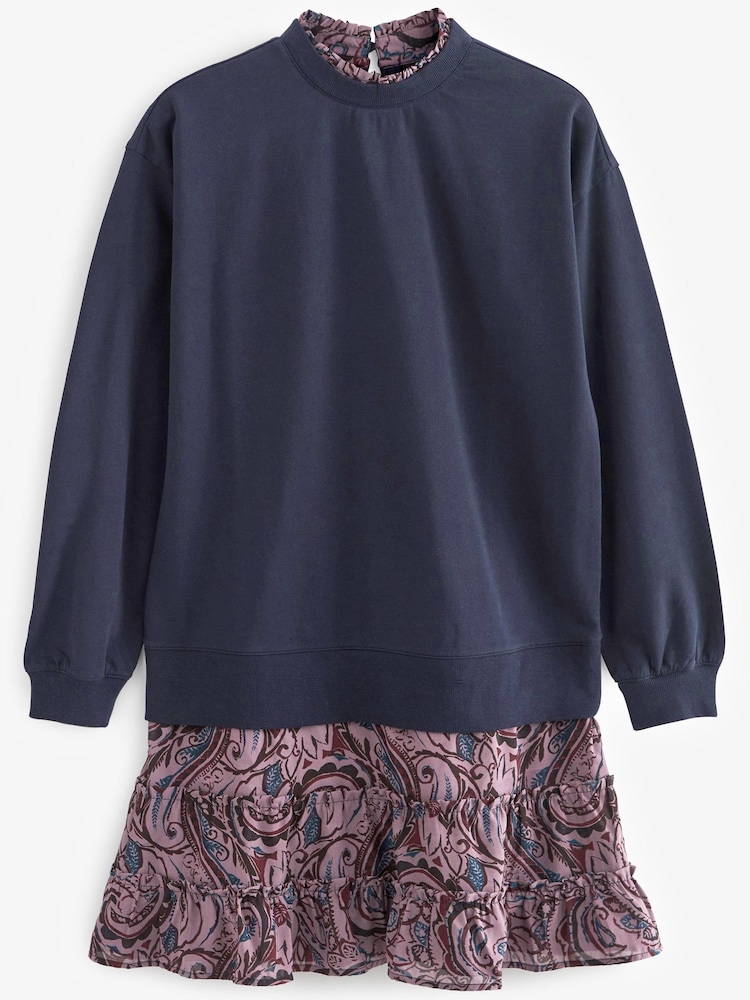 Bleu marine imprimé cachemire - Sweat superposé à manches longues Animal robe imprimée - Image 6 of 7