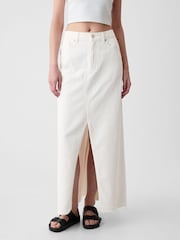 Gap White Denim A-line Front Split Midi Skirt - Image 1 of 3