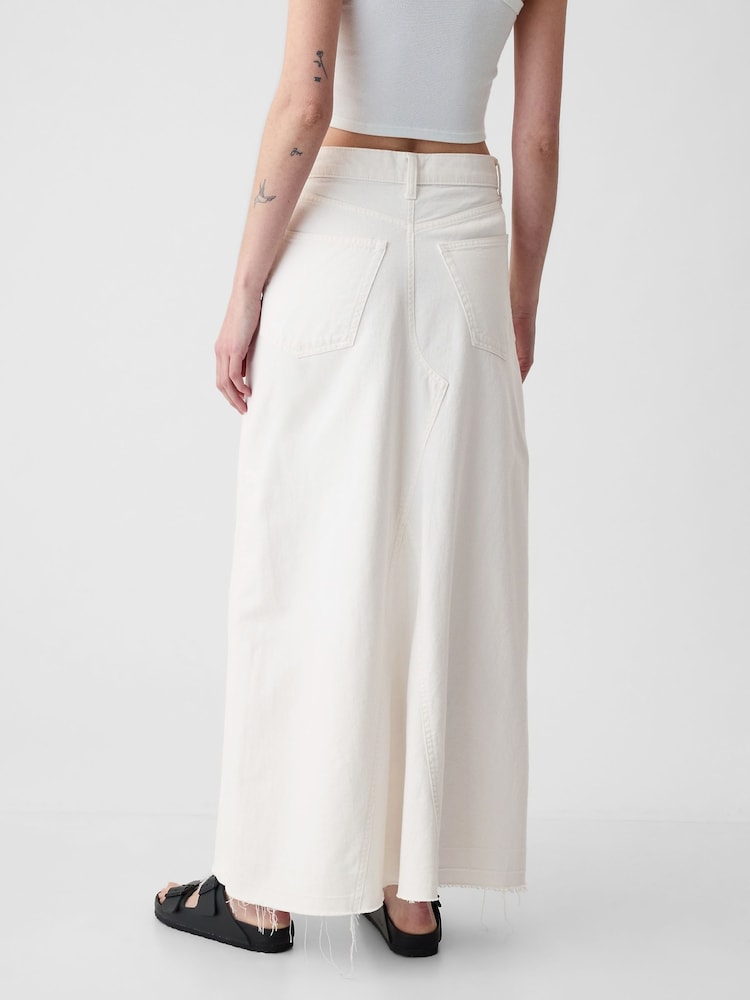 Gap White Denim A-line Front Split Midi Skirt - Image 2 of 3