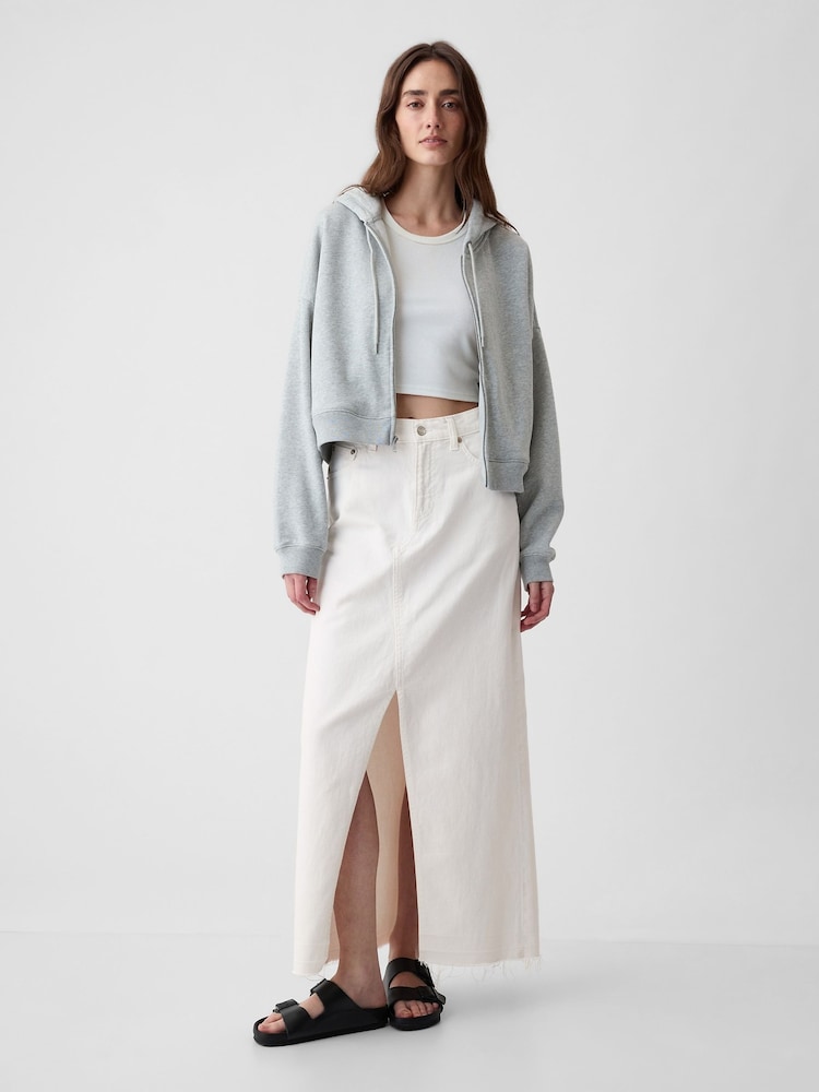 Gap White Denim A-line Front Split Midi Skirt - Image 3 of 3 Gap White Denim A-line Front Split Midi Skirt - Image 3 of 3
