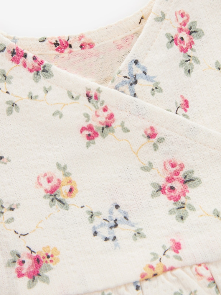 Cream Floral Wrap Dress (3mths-7yrs) - Image 10 of 11
