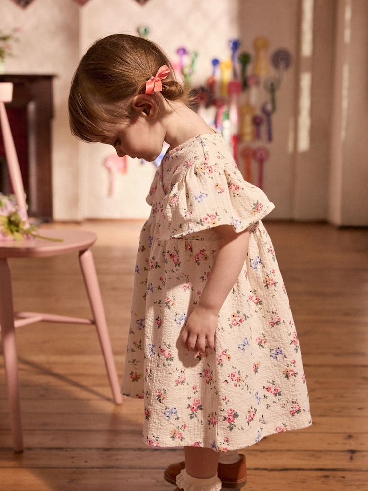 Cream Floral Wrap Dress (3mths-7yrs) - Image 4 of 11