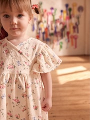 Cream Floral Wrap Dress (3mths-7yrs) - Image 7 of 11