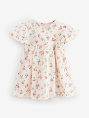 Cream Floral Wrap Dress (3mths-7yrs) - Image 8 of 11