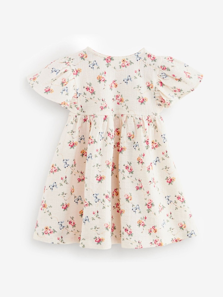 Cream Floral Wrap Dress (3mths-7yrs) - Image 9 of 11