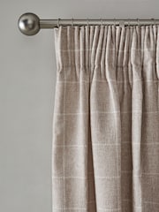 Natural Windowpane Check Pencil Pleat Curtains - Image 1 of 5