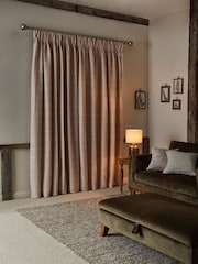 Natural Windowpane Check Pencil Pleat Curtains - Image 3 of 5