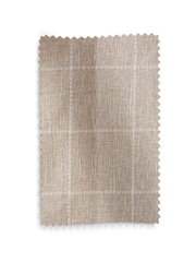 Natural Windowpane Check Pencil Pleat Curtains - Image 5 of 5