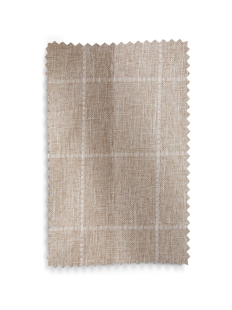 Natural Windowpane Check Pencil Pleat Curtains - Image 5 of 5
