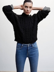 Mango Blue Cropped Skinny Jeans - Image 3 of 10