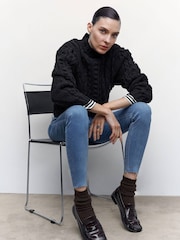 Mango Blue Cropped Skinny Jeans - Image 4 of 10