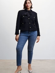 Mango Blue Cropped Skinny Jeans - Image 5 of 10