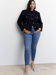 Mango Blue Cropped Skinny Jeans - Image 6 of 10