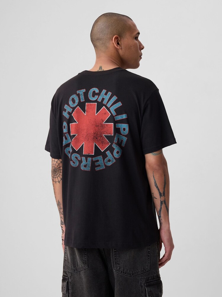 Gap Black Red Hot Chili Peppers Cotton Graphic Short Sleeve T-Shirt - Image 1 of 4 Gap Black Red Hot Chili Peppers Cotton Graphic Short Sleeve T-Shirt - Image 1 of 4