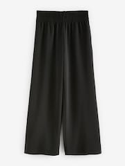 Black Wide Leg Slinky Soft Touch Stretch High Waist Trousers - Image 6 of 7