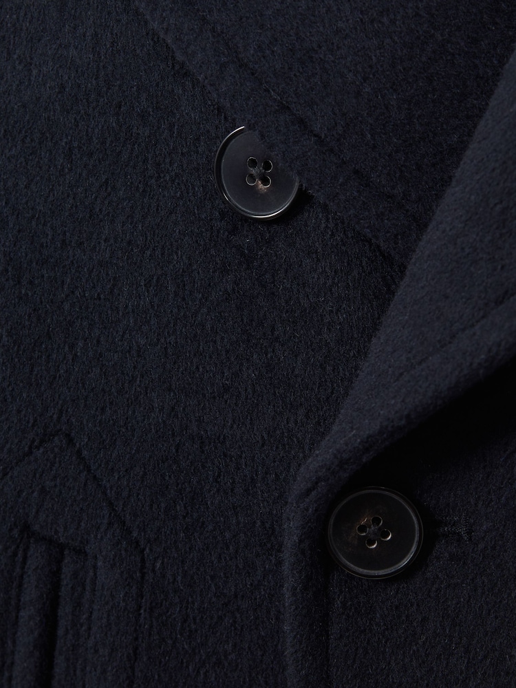 Reiss Navy Bergamo 9-13 yrs Wool-Blend Twill Double-Breasted Coat - Image 6 of 6