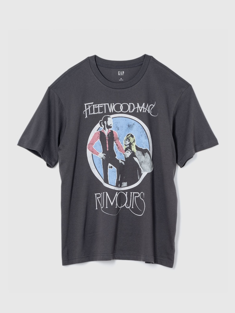 Gap Grey Fleetwood Mac Cotton Graphic Short Sleeve T-Shirt - Image 1 of 2