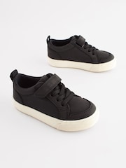 Black Wide Fit (G) Touch Fastening Elastic Lace Shoes - Image 1 of 6