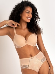 Pour Moi Brown High Waist Sofia Embroidered Lace Bikini Briefs - Image 2 of 5