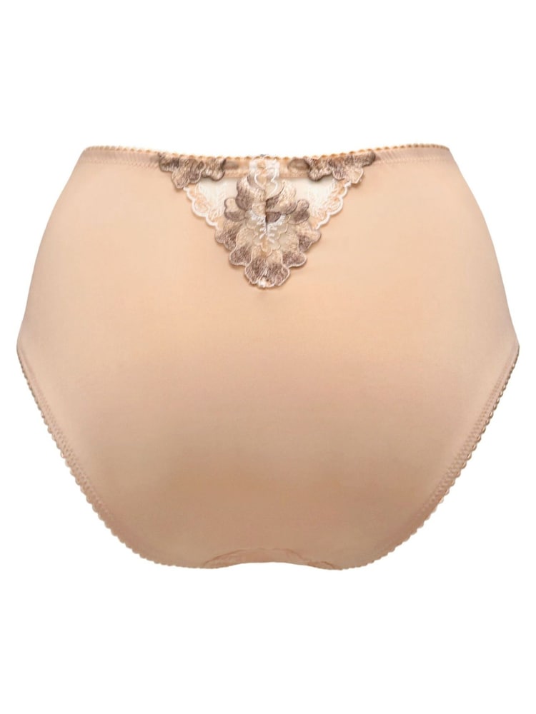 Pour Moi Brown High Waist Sofia Embroidered Lace Bikini Briefs - Image 4 of 5