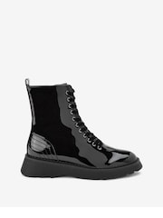 Black Patent Regular/Wide Fit Forever Comfort® Lace-Up Boots - Image 1 of 7