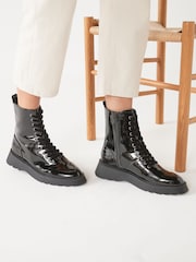 Black Patent Regular/Wide Fit Forever Comfort® Lace-Up Boots - Image 2 of 7