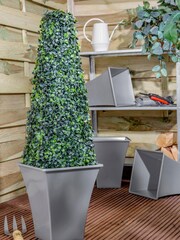 Wham Set of 4 Grey Garden Metallica 23cm Square Plastic Planters - Image 1 of 4
