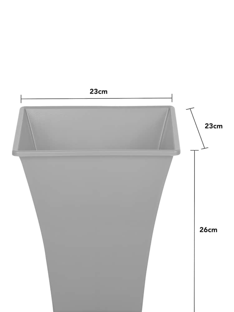 Wham Set of 4 Grey Garden Metallica 23cm Square Plastic Planters - Image 4 of 4