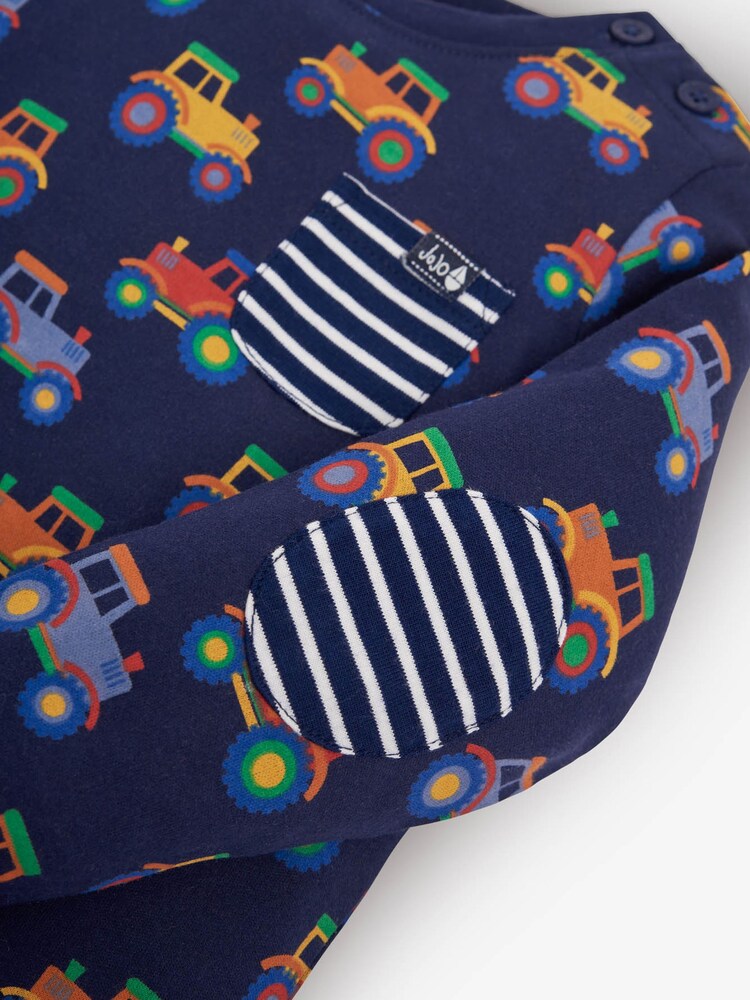JoJo Maman Bébé Navy Boys' Tractor Print Top - Image 2 of 2