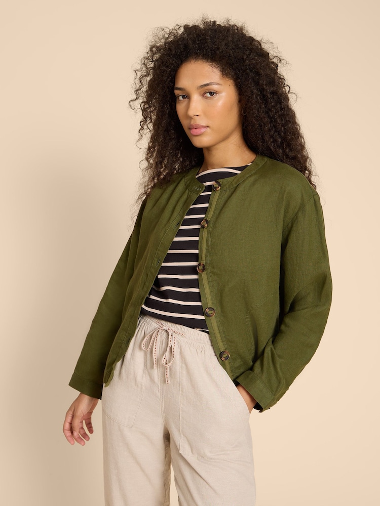 White Stuff Green Adele 100% Linen Jacket - Image 1 of 7