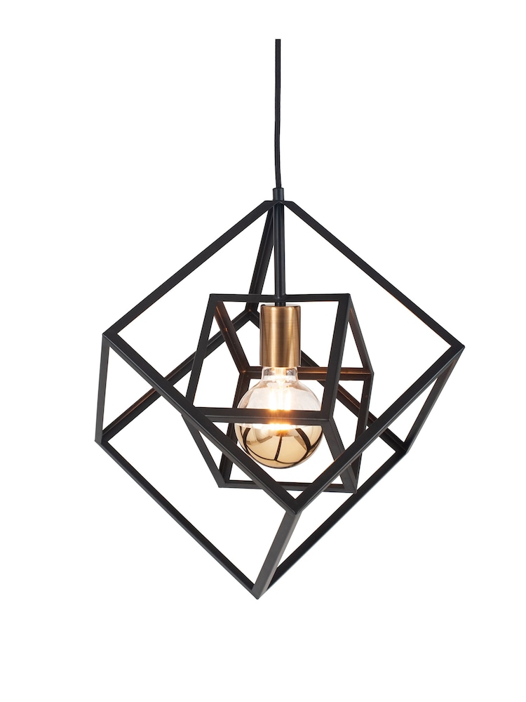 Pacific Matt Black Alessio Metal Cube Ceiling Light Pendant - Image 2 of 5 Pacific Matt Black Alessio Metal Cube Ceiling Light Pendant - Image 2 of 5