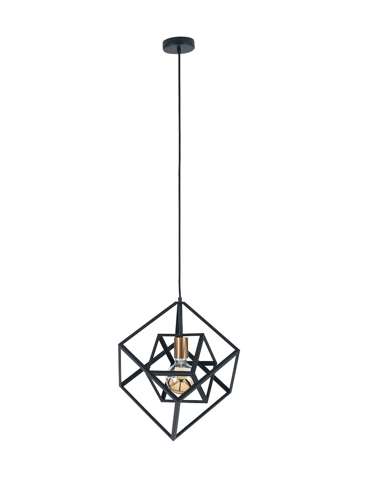 Pacific Matt Black Alessio Metal Cube Ceiling Light Pendant - Image 5 of 5 Pacific Matt Black Alessio Metal Cube Ceiling Light Pendant - Image 5 of 5